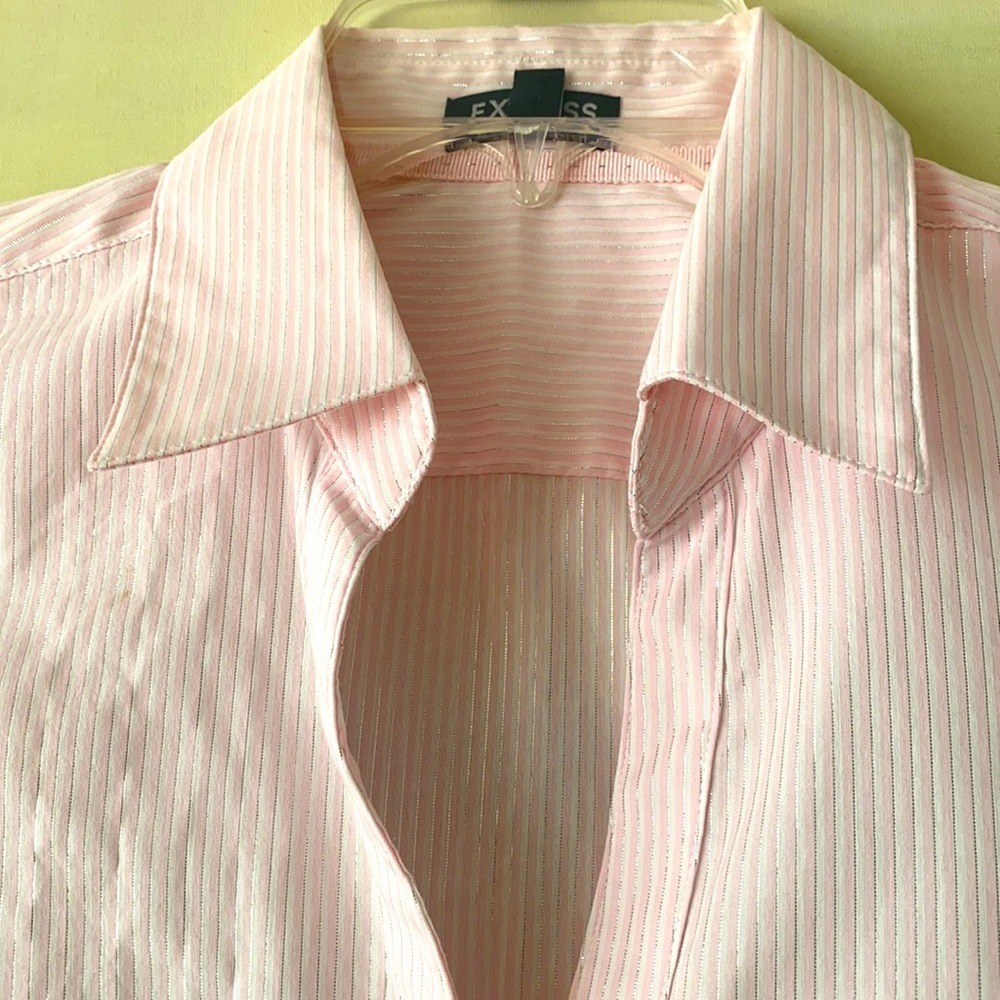 Express Tailored Stretch Button Down Top For That… - image 2
